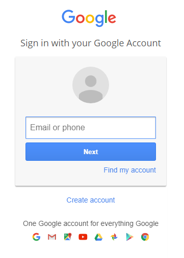 Google G-Suite Sign In Screenshot